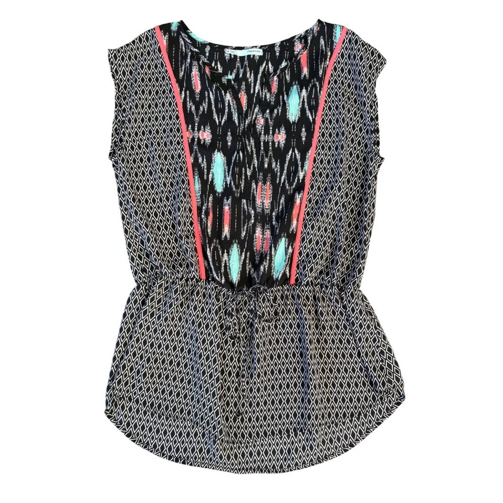 Maurices Women’s Multicolored Sleeveless Top size M Elastic Waist Semi-Sheer